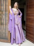 NEW ARRIVAL SHIMMER SILK EMBROIDERY WORK TOP PALAZZO WITH DUPATTA PARTY WEAR WHOLESALE PRICE ETHNIC GARMENT (6)