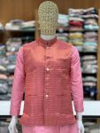 NEW ARRIVAL SILK KURTA COTTON PAYJAMA WITH JACQUARD KOTI MEN’S KURTA PAYJAMA SET WEDDING WEAR WHOLESALE PRICE ETHNIC GARMENT (10)