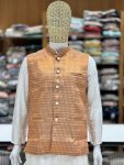 NEW ARRIVAL SILK KURTA COTTON PAYJAMA WITH JACQUARD KOTI MEN’S KURTA PAYJAMA SET WEDDING WEAR WHOLESALE PRICE ETHNIC GARMENT (12)