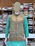 NEW ARRIVAL SILK KURTA COTTON PAYJAMA WITH JACQUARD KOTI MEN’S KURTA PAYJAMA SET WEDDING WEAR WHOLESALE PRICE ETHNIC GARMENT (16)