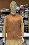 NEW ARRIVAL SILK KURTA COTTON PAYJAMA WITH JACQUARD KOTI MEN’S KURTA PAYJAMA SET WEDDING WEAR WHOLESALE PRICE ETHNIC GARMENT (18)
