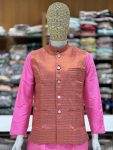 NEW ARRIVAL SILK KURTA COTTON PAYJAMA WITH JACQUARD KOTI MEN’S KURTA PAYJAMA SET WEDDING WEAR WHOLESALE PRICE ETHNIC GARMENT (20)
