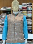 NEW ARRIVAL SILK KURTA COTTON PAYJAMA WITH JACQUARD KOTI MEN’S KURTA PAYJAMA SET WEDDING WEAR WHOLESALE PRICE ETHNIC GARMENT (4)
