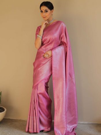 NEW ARRIVAL SOFT LICHI SILK  JACQUARD WORK SAREE WITH UNSTITCHED BLOUSE