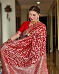 NEW ARRIVAL SOFT LICHI SILK JACQUARD WORK SAREE WITH UNSTITCHED BLOUSE WEDDING WEAR WHOLESALE PRICE ETHNIC GARMENT (5)