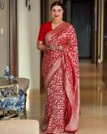 NEW ARRIVAL SOFT LICHI SILK JACQUARD WORK SAREE WITH UNSTITCHED BLOUSE WEDDING WEAR WHOLESALE PRICE ETHNIC GARMENT (5)