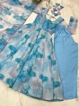 NEW ARRIVAL SOFT ORGANZA SILK MARBLE PRINTED ANARKALI GOWN BOTTOM WITH DUPATTA FESTIVE WEAR WHOLESALE PRICE ETHNIC GARMENT (5)