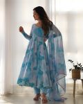 NEW ARRIVAL SOFT ORGANZA SILK MARBLE PRINTED ANARKALI GOWN BOTTOM WITH DUPATTA FESTIVE WEAR WHOLESALE PRICE ETHNIC GARMENT (5)