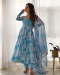 NEW ARRIVAL SOFT ORGANZA SILK MARBLE PRINTED ANARKALI GOWN BOTTOM WITH DUPATTA FESTIVE WEAR WHOLESALE PRICE ETHNIC GARMENT (5)