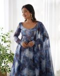 NEW ARRIVAL SOFT ORGANZA SILK MARBLE PRINTED ANARKALI GOWN BOTTOM WITH DUPATTA FESTIVE WEAR WHOLESALE PRICE ETHNIC GARMENT (3)