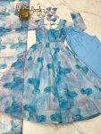 NEW ARRIVAL SOFT ORGANZA SILK MARBLE PRINTED ANARKALI GOWN BOTTOM WITH DUPATTA FESTIVE WEAR WHOLESALE PRICE ETHNIC GARMENT (5)