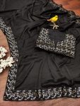 NEW ARRIVAL SOFT RANGOLI SILK SEQUENCE EMBROIDERY WORK SAREE WITH UNSTITCHED BLOUSE CASUAL WEAR WHOLESALE PRICE ETHNIC GARMENT (8)