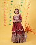 NEW ARRIVAL VICHITRA EMBROIDERY CODING SEQUENCE AND THREAD WITH LATAKAN DORI AND HEAVY LACE WORK KID’S LEHENGA CHOLI WITH DUPATTA WEDDING WEAR WHOLESALE PRICE ETHNIC GARMENT (1 (7)