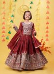 NEW ARRIVAL VICHITRA EMBROIDERY CODING SEQUENCE AND THREAD WITH LATAKAN DORI AND HEAVY LACE WORK KID’S LEHENGA CHOLI WITH DUPATTA WEDDING WEAR WHOLESALE PRICE ETHNIC GARMENT (1 (7)