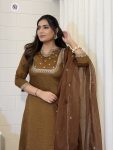 NEW ARRIVAL VICHITRA SILK EMBROIDERY WORK TOP BOTTOM WITH DUPATTA FESTIVE WEAR WHOLESALE PRICE ETHNIC GARMENT (4)