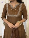 NEW ARRIVAL VICHITRA SILK EMBROIDERY WORK TOP BOTTOM WITH DUPATTA FESTIVE WEAR WHOLESALE PRICE ETHNIC GARMENT (4)