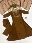 NEW ARRIVAL VICHITRA SILK EMBROIDERY WORK TOP BOTTOM WITH DUPATTA FESTIVE WEAR WHOLESALE PRICE ETHNIC GARMENT (4)