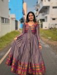 NEW ARRIVAL VICHITRA SILK JACQUARD WEAVING LACE WORK ANARKALI WITH FRONT CUT JACKET AND WAIST BELT FESTIVE WEAR WHOLESALE PRICE ETHNIC GARMENT (1)