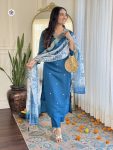 NEW ARRIVAL VISCOSE CHANDERI EMBROIDERY WORK TOP BOTTOM WITH DUPATTA FESTIVE WEAR WHOLESALE PRICE ETHNIC GARMENT (1)