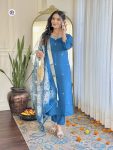 NEW ARRIVAL VISCOSE CHANDERI EMBROIDERY WORK TOP BOTTOM WITH DUPATTA FESTIVE WEAR WHOLESALE PRICE ETHNIC GARMENT (1)