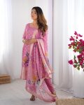 RICH LOOK CHANDERI SILK JACQUARD WORK WITH DIGITAL PRINTED TOP BOTTOM DUPATTA FESTIVE WEAR WHOLESALE PRICE ETHNIC GARMENT (14)