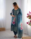RICH LOOK CHANDERI SILK JACQUARD WORK WITH DIGITAL PRINTED TOP BOTTOM DUPATTA FESTIVE WEAR WHOLESALE PRICE ETHNIC GARMENT (8)