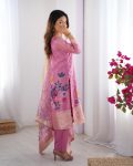 RICH LOOK CHANDERI SILK JACQUARD WORK WITH DIGITAL PRINTED TOP BOTTOM DUPATTA FESTIVE WEAR WHOLESALE PRICE ETHNIC GARMENT (14)