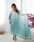 RICH LOOK CHANDERI SILK JACQUARD WORK WITH DIGITAL PRINTED TOP BOTTOM DUPATTA FESTIVE WEAR WHOLESALE PRICE ETHNIC GARMENT (2)