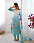 RICH LOOK CHANDERI SILK JACQUARD WORK WITH DIGITAL PRINTED TOP BOTTOM DUPATTA FESTIVE WEAR WHOLESALE PRICE ETHNIC GARMENT (2)