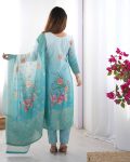 RICH LOOK CHANDERI SILK JACQUARD WORK WITH DIGITAL PRINTED TOP BOTTOM DUPATTA FESTIVE WEAR WHOLESALE PRICE ETHNIC GARMENT (2)