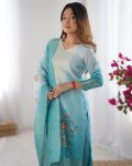 RICH LOOK CHANDERI SILK JACQUARD WORK WITH DIGITAL PRINTED TOP BOTTOM DUPATTA FESTIVE WEAR WHOLESALE PRICE ETHNIC GARMENT (2)