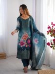 RICH LOOK CHANDERI SILK JACQUARD WORK WITH DIGITAL PRINTED TOP BOTTOM DUPATTA FESTIVE WEAR WHOLESALE PRICE ETHNIC GARMENT (8)