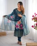 RICH LOOK CHANDERI SILK JACQUARD WORK WITH DIGITAL PRINTED TOP BOTTOM DUPATTA FESTIVE WEAR WHOLESALE PRICE ETHNIC GARMENT (8)