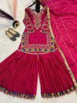 RICH LOOK CHINON EMBROIDERY SEQUENCE WORK TOP SHARARA WITH DUPATTA FESTIVE WEAR WHOLESALE PRICE ETHNIC GARMENT (3)