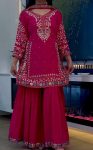 RICH LOOK CHINON EMBROIDERY SEQUENCE  WORK TOP SHARARA WITH DUPATTA RANI