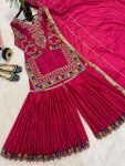 RICH LOOK CHINON EMBROIDERY SEQUENCE WORK TOP SHARARA WITH DUPATTA FESTIVE WEAR WHOLESALE PRICE ETHNIC GARMENT (3)