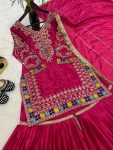 RICH LOOK CHINON EMBROIDERY SEQUENCE WORK TOP SHARARA WITH DUPATTA FESTIVE WEAR WHOLESALE PRICE ETHNIC GARMENT (3)