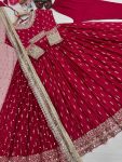 RICH LOOK CHINON SILK EMBROIDERY SEQUENEC WORK GOWN BOTTOM WITH DUPATTA FETIVE WEAR WHOLESALE PRICE ETHNIC GARMENT(25)