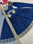 RICH LOOK CHINON SILK EMBROIDERY SEQUENEC WORK GOWN BOTTOM WITH DUPATTA BLUE