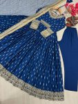 RICH LOOK CHINON SILK EMBROIDERY SEQUENEC WORK GOWN BOTTOM WITH DUPATTA FETIVE WEAR WHOLESALE PRICE ETHNIC GARMENT(21)