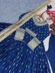 RICH LOOK CHINON SILK EMBROIDERY SEQUENEC WORK GOWN BOTTOM WITH DUPATTA FETIVE WEAR WHOLESALE PRICE ETHNIC GARMENT(21)