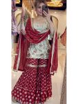 RICH LOOK CHINON SILK SEQUENCE EMBROIDERY WORK TOP SHARARA WITH DUPATTA FESTIVE WEAR WHOLESALE PRICE ETHNIC GARMENT WHOLESALE PRICE ETHNIC GARMENT (2)