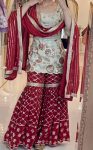 RICH LOOK CHINON SILK SEQUENCE EMBROIDERY WORK TOP SHARARA WITH DUPATTA FESTIVE WEAR WHOLESALE PRICE ETHNIC GARMENT WHOLESALE PRICE ETHNIC GARMENT (2)