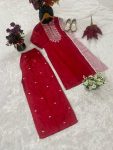 RICH LOOK CREPE EMBROIDERY AND THREAD WITH FANCY GPO LACE WORK TOP PALAZZO WITH DUPATTA FESTIVE WEAR WHOLESALE PRICE ETHNIC GARMENT (9)