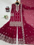 RICH LOOK FLUX GEORGETTE THREAD WITH SEQUENCE WORK TOP SHARARA WITH DUPATTA WEDDING WEAR WHOLESALE PRICE ETHNIC GARMENT (11)