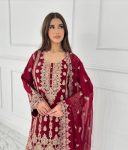 RICH LOOK FLUX GEORGETTE THREAD WITH SEQUENCE WORK TOP SHARARA WITH DUPATTA WEDDING WEAR WHOLESALE PRICE ETHNIC GARMENT (11)