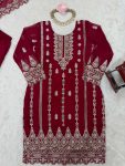 RICH LOOK FLUX GEORGETTE THREAD WITH SEQUENCE WORK TOP SHARARA WITH DUPATTA WEDDING WEAR WHOLESALE PRICE ETHNIC GARMENT (11)