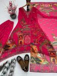 RICH LOOK GEORGETTE DIGITAL PRINT WITH REAL MIRROR & FANCY LACE WORK TOP PALAZZO WITH DUPATTA FESTIVE WEAR WHOLESALE PRICE ETHNIC GARMENT (4)