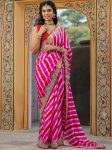 RICH LOOK GEORGETTE DIGITAL PRINTED WITH EMBROIDERY  ZARI AND GOTA PATTI WORK SAREE WITH UNSTITCHED BLOUSE RANI