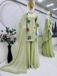 RICH LOOK GEORGETTE EMBROIDERY SEQUENCE AND CODDING WITH FLOREL WORK TOP PALAZZO WITH DUPATTA FESTIVE WEAR WHOLESALE PRICE ETHNIC GARMENT (2)